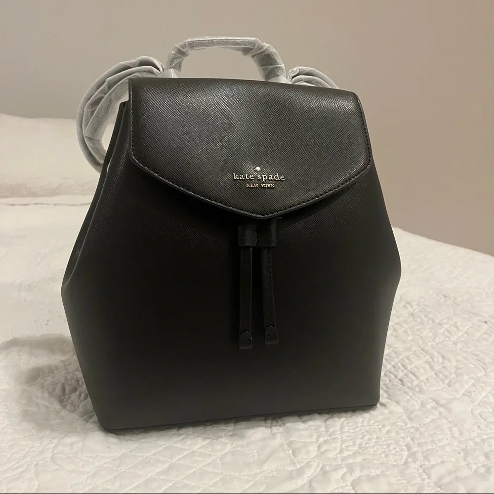 NWT Kate Spade Medium Flap Adjustable Black Backpack
